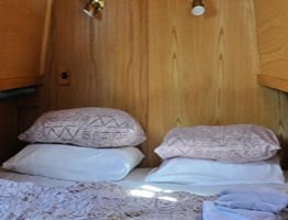 Double bed on a six berth canal boat